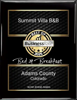 a sign for a restaurant with a logo on it at Summit Villa BnB in Watkins