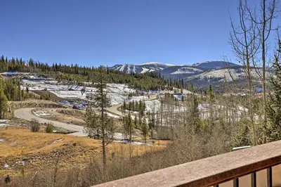 a view of a snow covered mountain with a road at Gorgeous Fraser Townhome with Private Hot Tub! in Fraser