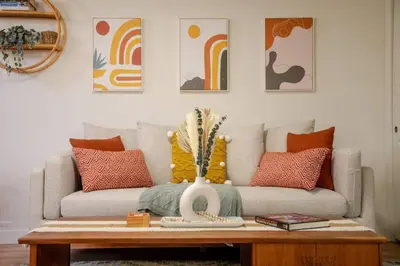 a living room with a couch and a coffee table at Well-Appointed Family Home in Aurora/Denver Colorado in Aurora