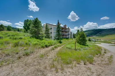 a view of the hotel from the road at Ski-InandSki-Out Granby Ranch Condo with Mountain View in Granby