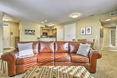 a brown leather couch in a living room at Fraser Mtn Escape 8 Mi to Winter Park Resort in Fraser