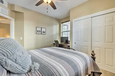 a bedroom with a bed and a ceiling fan at Fraser Mtn Escape 8 Mi to Winter Park Resort in Fraser