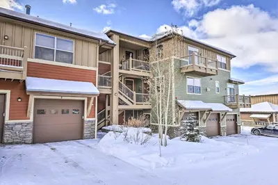 a large apartment building with snow in front of it at Fraser Mtn Escape 8 Mi to Winter Park Resort in Fraser