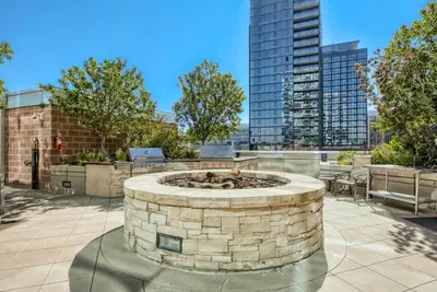 a fire pit in the middle of a city at 1700 Bassett, Unit 818 in Denver