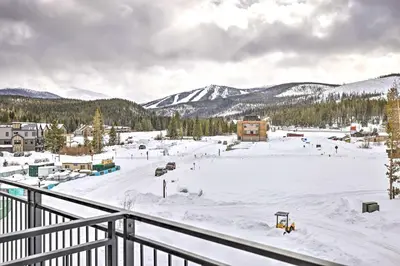 a view of a ski resort in the snow at Condo with Mountain Views in Heart of Downtown! in Winter Park