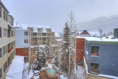an aerial view of a city in the snow at Silver Mill 8253 - 1Br-Walk to Slopes! Kids Ski Free! condo in Keystone