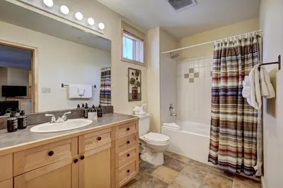 a bathroom with a sink and a toilet and a shower at Silver Mill 8184 - 1Br-Walk to Slopes! Kids Ski Free! condo in Keystone