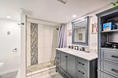 a bathroom with a shower and a sink at Multi-Unit Denver Vacation Rental Home! in Denver