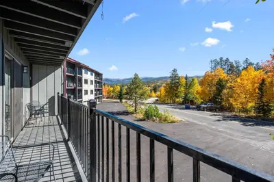 a balcony of a building with a view of a street at 265 Forest Trail in Winter Park