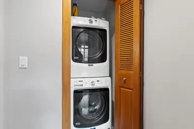 two washing machines stacked on top of each other at Lone Eagle 3017 in Keystone