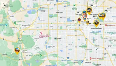 a close up of a map of a city at 2Bed 2Ba Loft in LoDo RiNo- Mountain BallparkViews in Denver