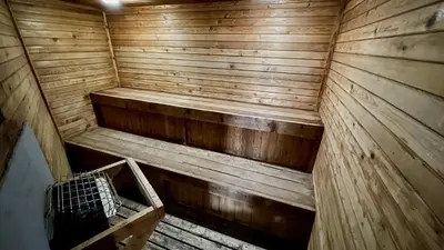 an overhead view of a wooden sauna at Mountain view, kids room, great location! in Silverthorne